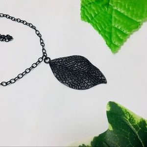 Black Leaf Floral Goth Necklace New